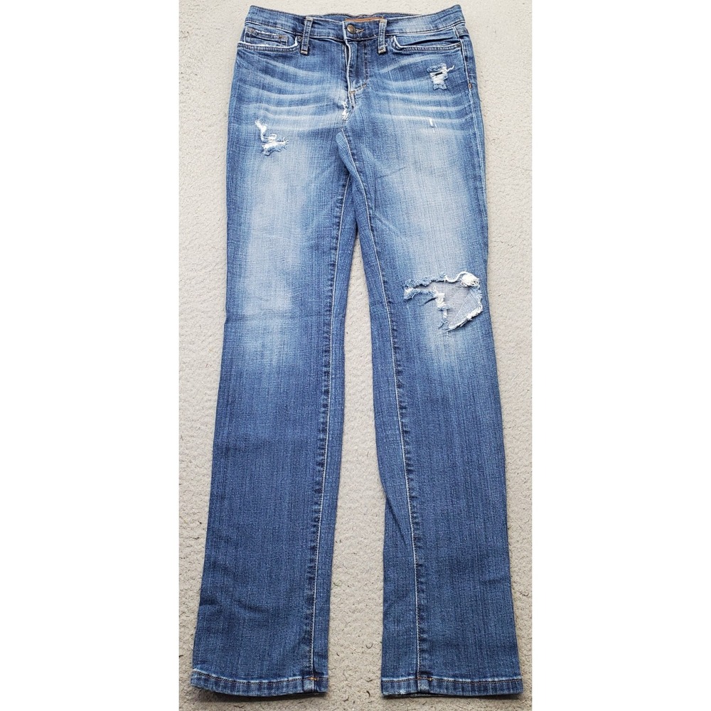 Joe's The Skinny Jeans Womens 28 Blue Denim Distressed Faded Medium Wash Stretch